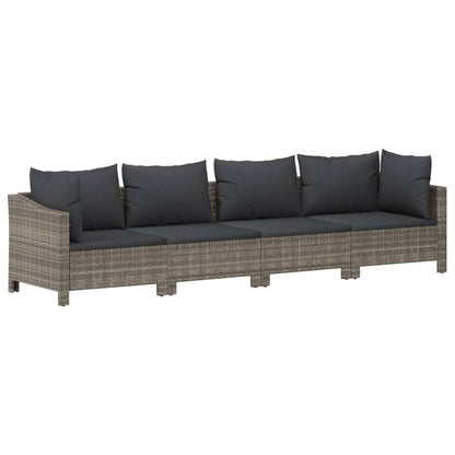 0-Delige Loungeset Met Kussens Poly Rattan Grijs 2x corner + 6x middle + 2x armchair
