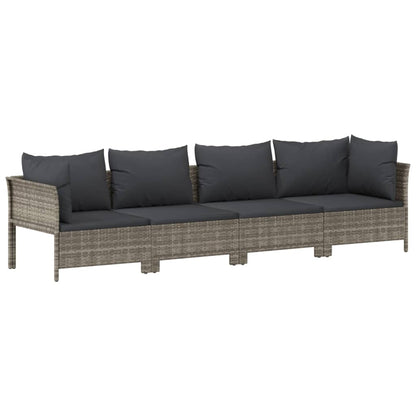 0-Delige Loungeset Met Kussens Poly Rattan Grijs 2x corner + 6x middle + 2x armchair