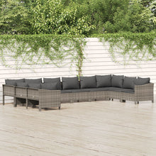 0-Delige Loungeset Met Kussens Poly Rattan Grijs 2x corner + 6x middle + 2x armchair