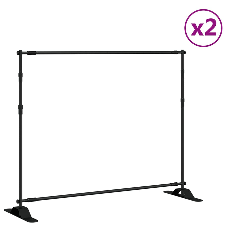 Achtergrondstandaards 2 St 254X243 Cm Staal Zwart 254 x 243 cm (2 pcs)