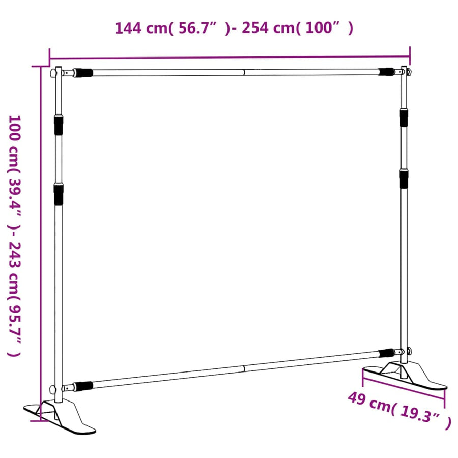 Achtergrondstandaards 2 St 254X243 Cm Staal Zwart 254 x 243 cm (2 pcs)
