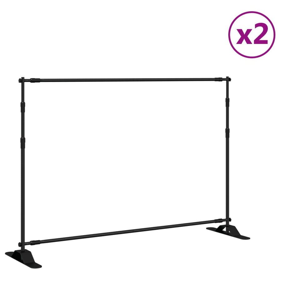 Achtergrondstandaards 2 St 305X243 Cm Staal Zwart 305 x 243 cm (2 pcs)