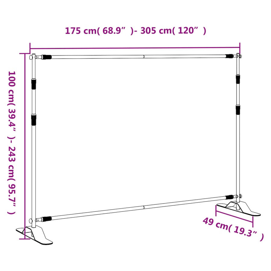 Achtergrondstandaards 2 St 305X243 Cm Staal Zwart 305 x 243 cm (2 pcs)