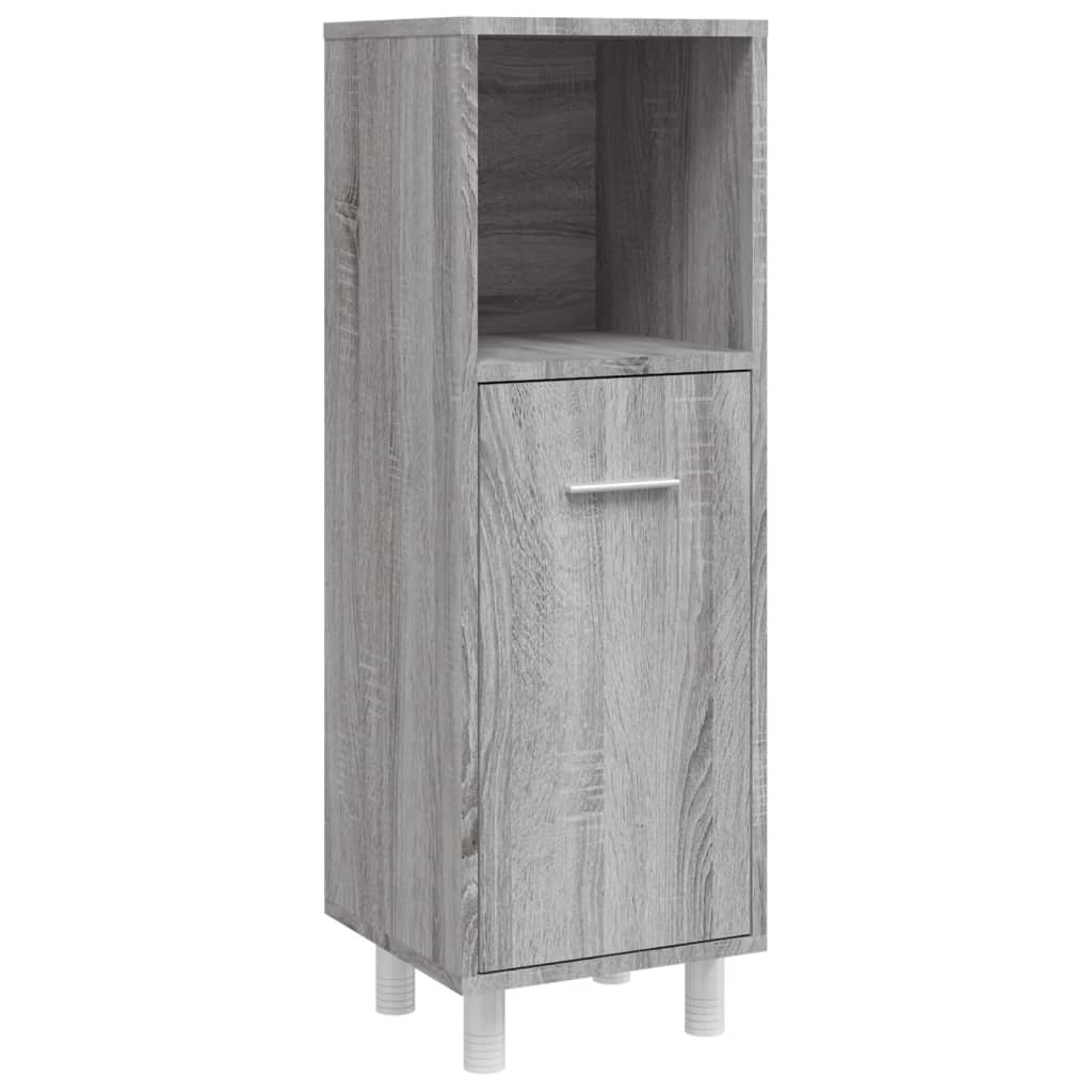 4-delige Badkamermeubelset bewerkt hout grijs sonoma eikenkleur