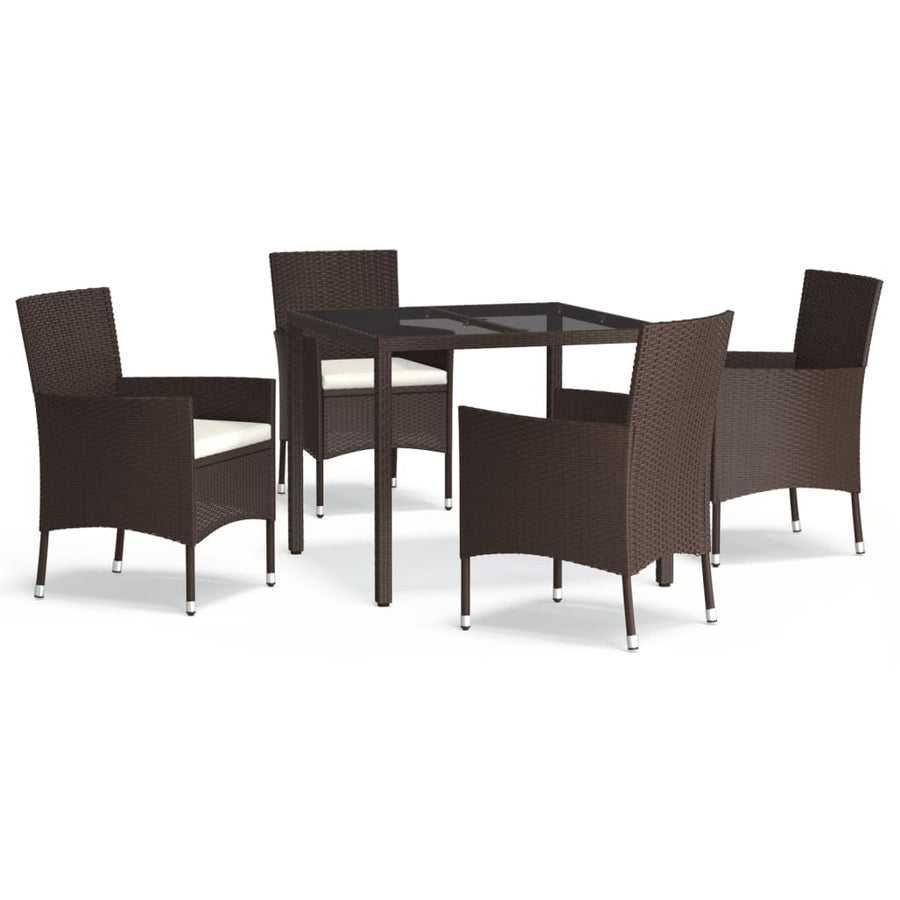 -Delige Tuinset Met Kussens Poly Rattan Bruin 5 90 cm tafellengte