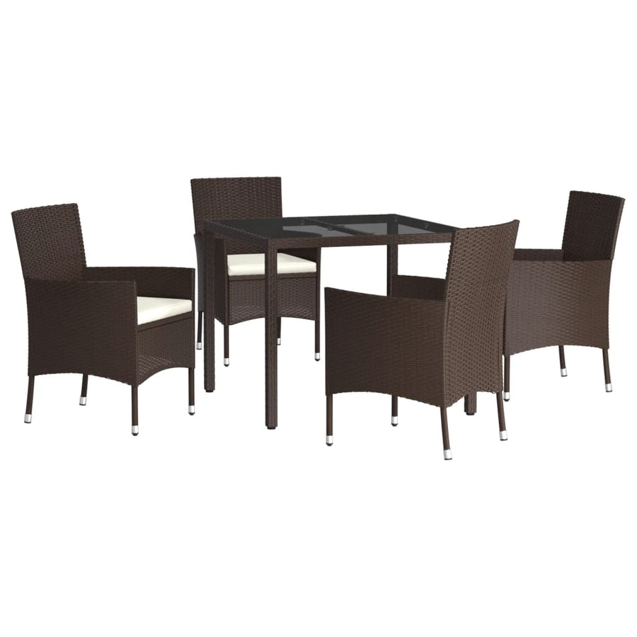 -Delige Tuinset Met Kussens Poly Rattan Bruin 5 90 cm tafellengte