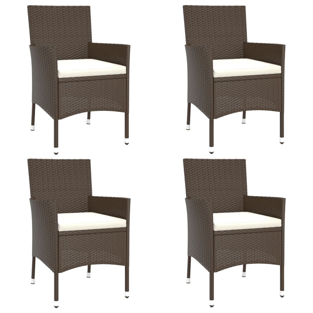 -Delige Tuinset Met Kussens Poly Rattan Bruin 5 90 cm tafellengte