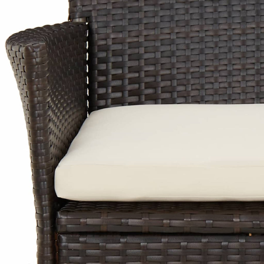 -Delige Tuinset Met Kussens Poly Rattan Bruin 5 90 cm tafellengte