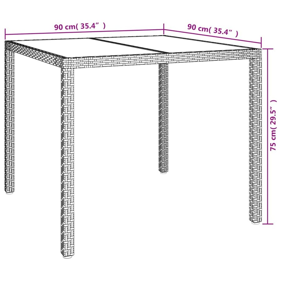 -Delige Tuinset Met Kussens Poly Rattan Bruin 5 90 cm tafellengte