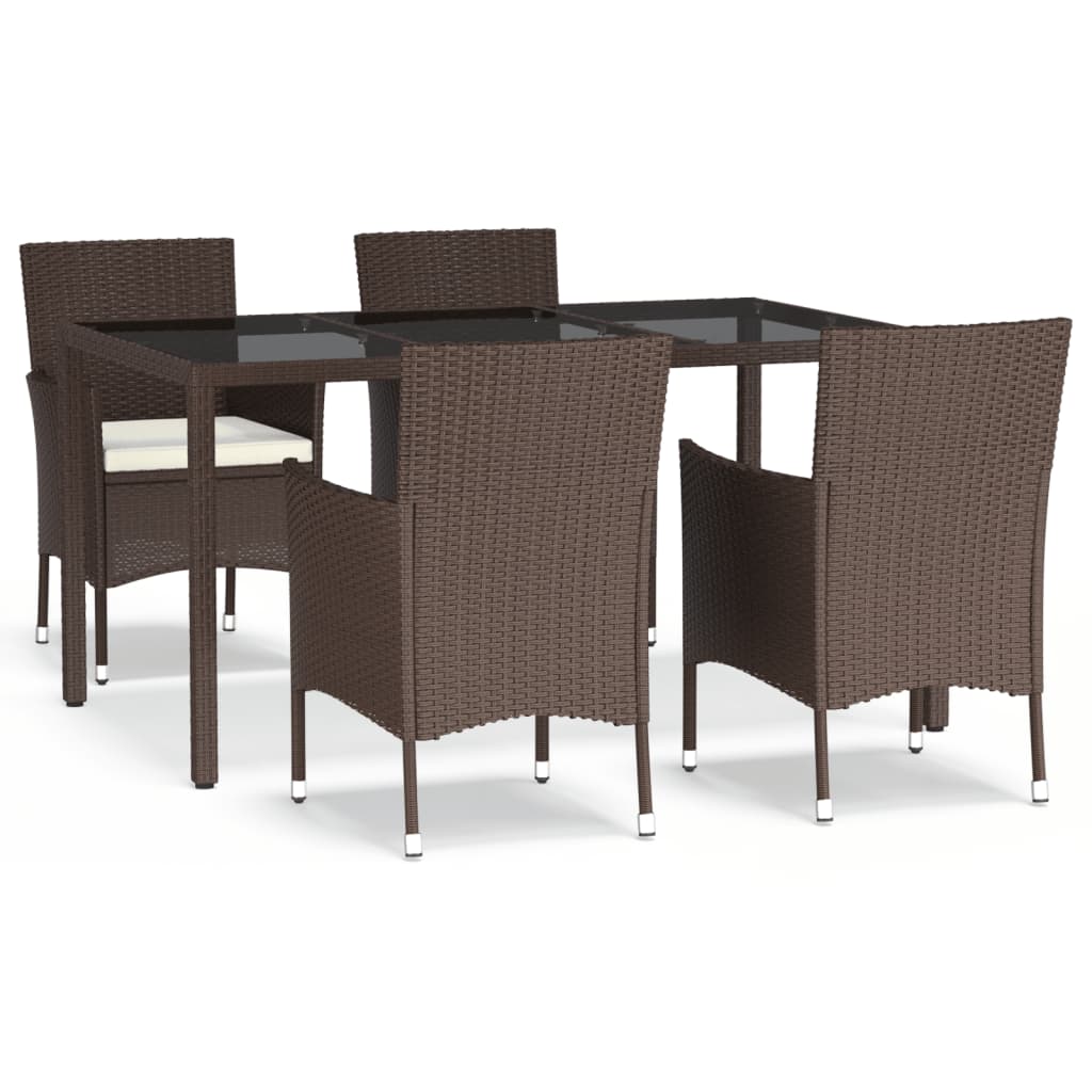 5-delige Tuinset met kussens poly rattan bruin