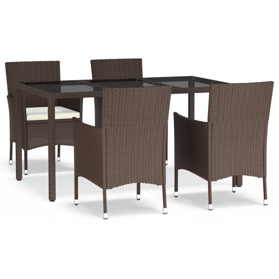 5-delige Tuinset met kussens poly rattan bruin