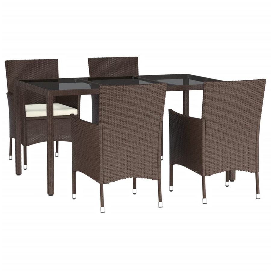 5-delige Tuinset met kussens poly rattan bruin