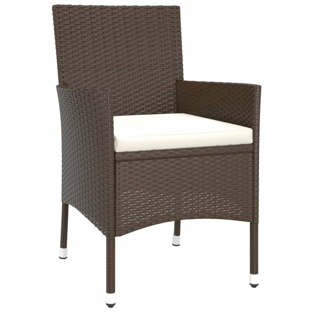 5-delige Tuinset met kussens poly rattan bruin