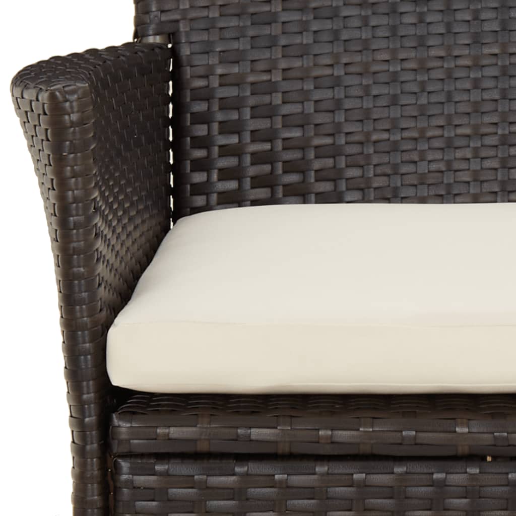 5-delige Tuinset met kussens poly rattan bruin