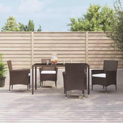 5-delige Tuinset met kussens poly rattan bruin
