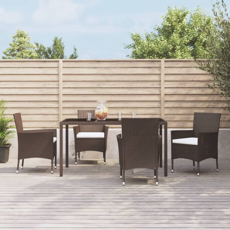 5-delige Tuinset met kussens poly rattan bruin