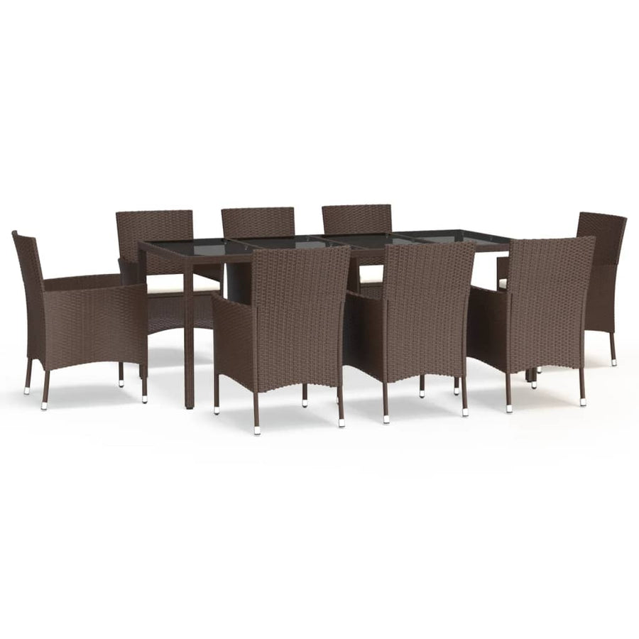 9-Delige Tuinset Met Kussens Poly Rattan Bruin 8