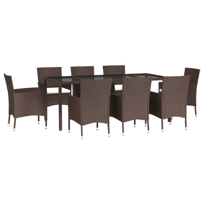 9-Delige Tuinset Met Kussens Poly Rattan Bruin 8