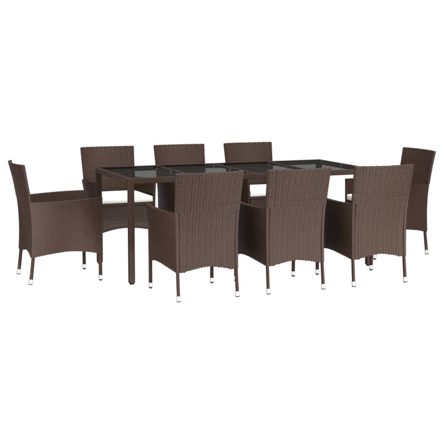 9-Delige Tuinset Met Kussens Poly Rattan Bruin 8