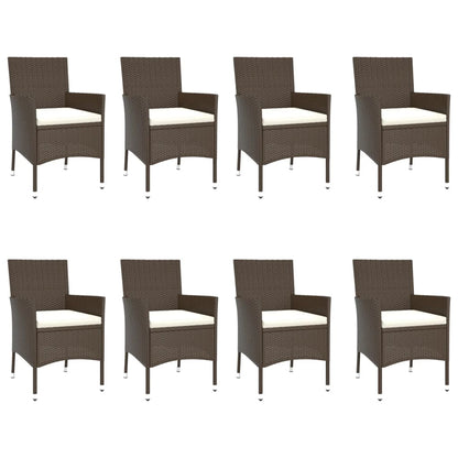 9-Delige Tuinset Met Kussens Poly Rattan Bruin 8