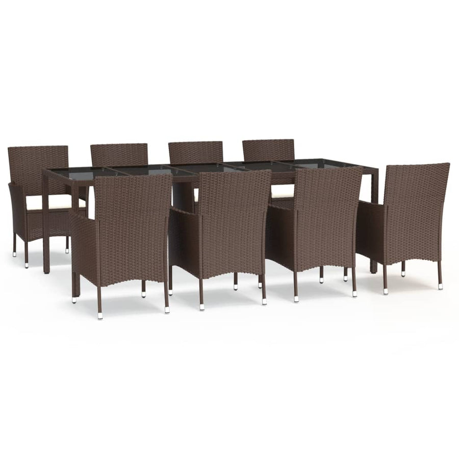 9-Delige Tuinset Met Kussens Poly Rattan Bruin 8