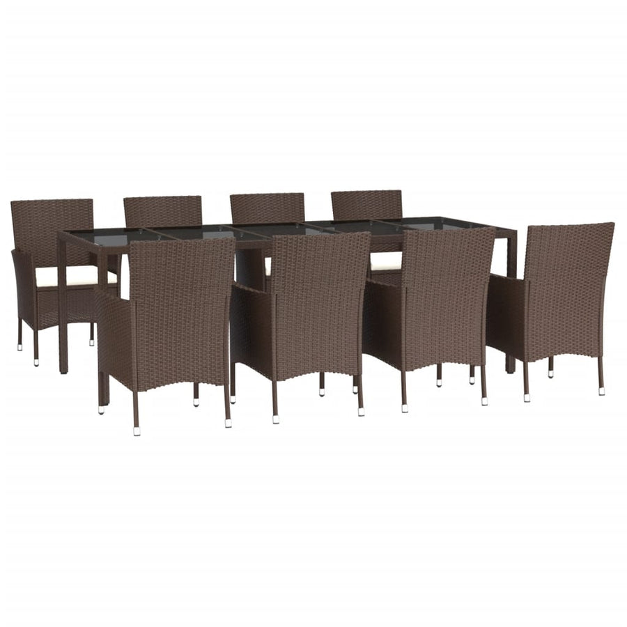 9-Delige Tuinset Met Kussens Poly Rattan Bruin 8