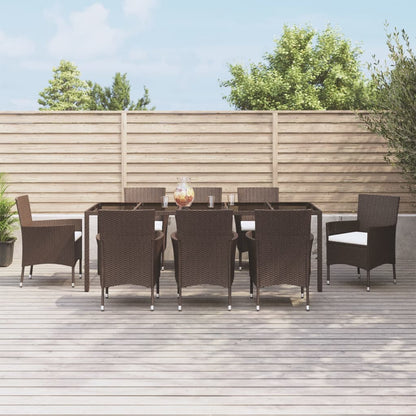 9-Delige Tuinset Met Kussens Poly Rattan Bruin 8
