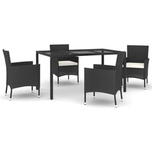 -Delige Tuinset Met Kussens Poly Rattan Zwart 5 150 cm tafellengte