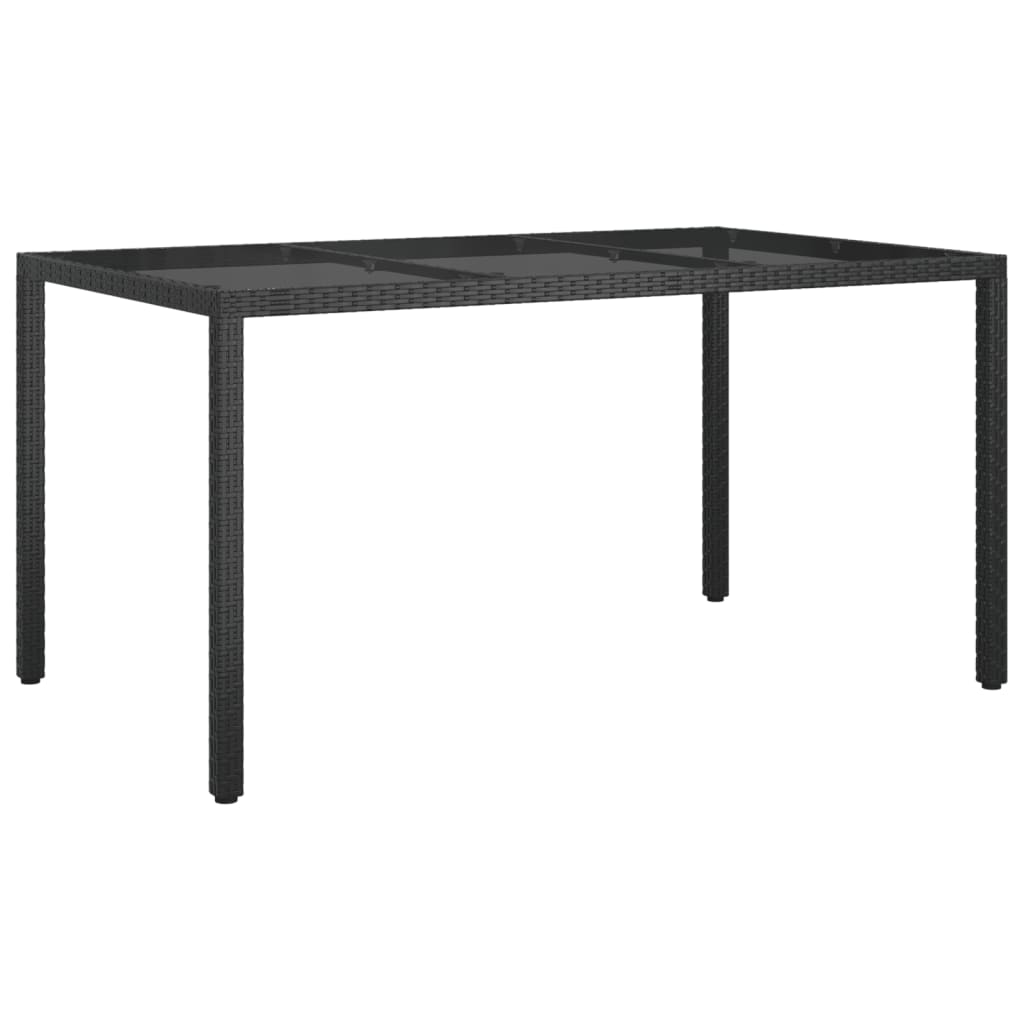 -Delige Tuinset Met Kussens Poly Rattan Zwart 5 150 cm tafellengte