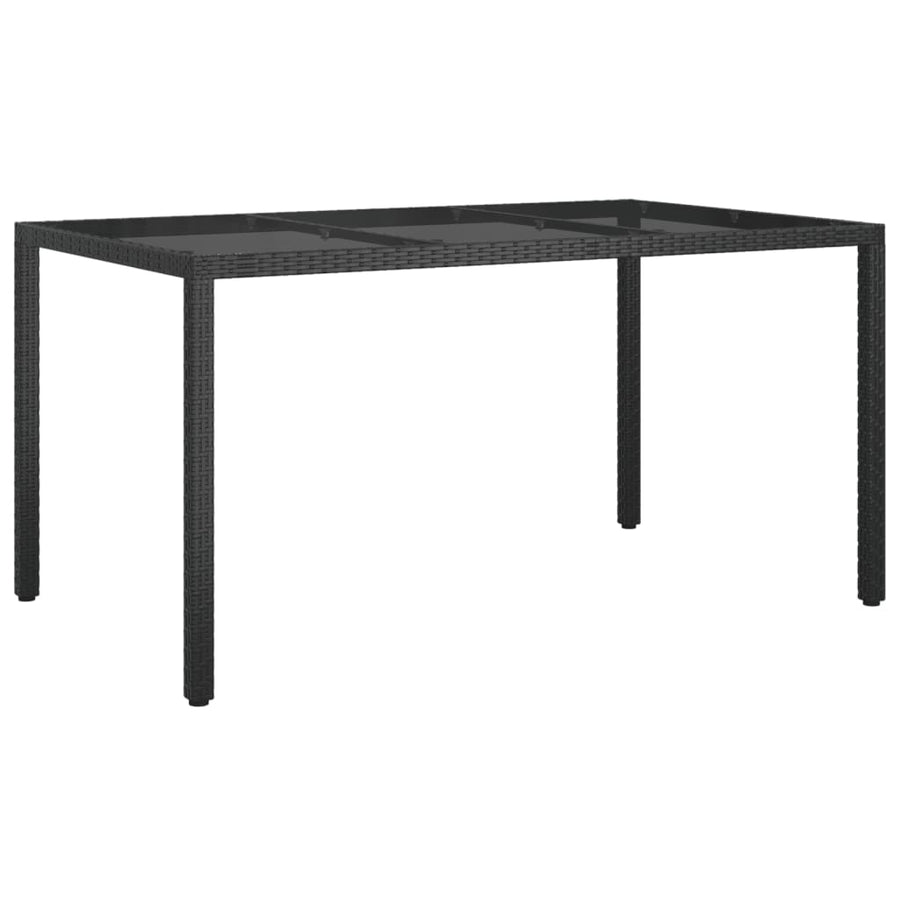 -Delige Tuinset Met Kussens Poly Rattan Zwart 5 150 cm tafellengte