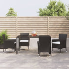 -Delige Tuinset Met Kussens Poly Rattan Zwart 5 150 cm tafellengte