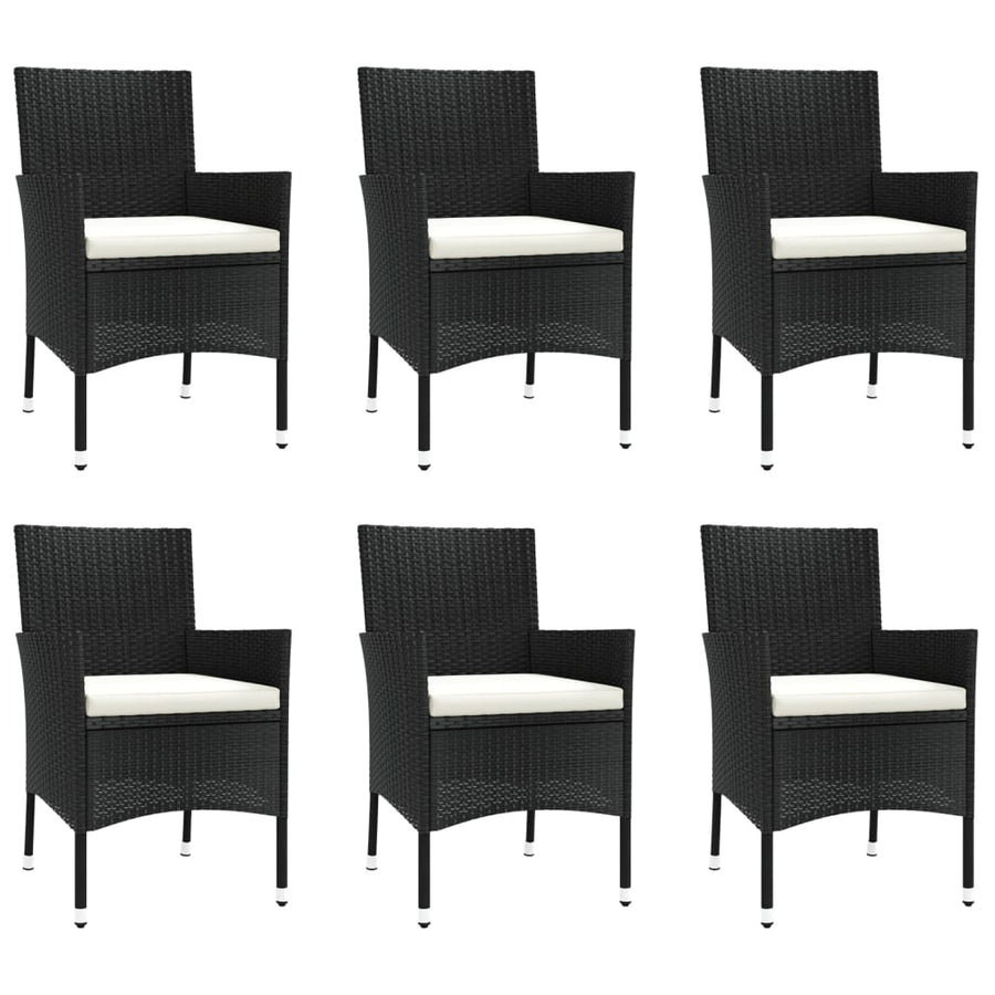 -Delige Tuinset Met Kussens Poly Rattan Zwart 7 190 cm tafellengte