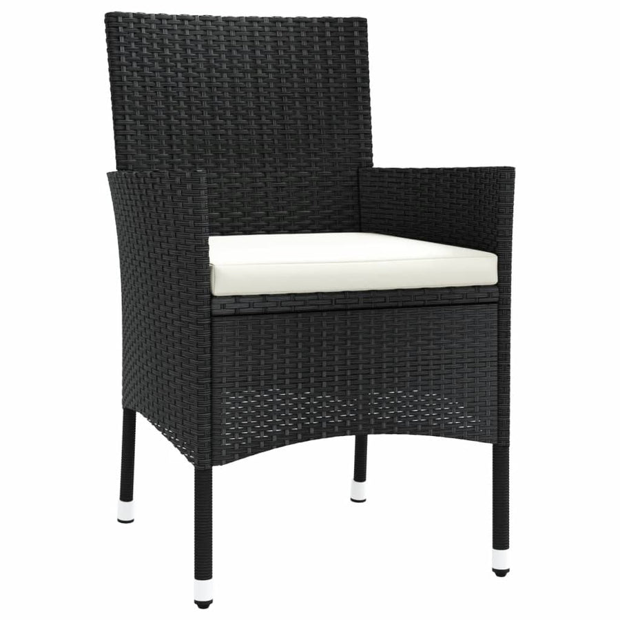 -Delige Tuinset Met Kussens Poly Rattan Zwart 7 190 cm tafellengte