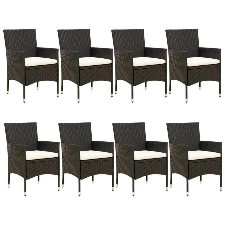-Delige Tuinset Poly Rattan Zwart 9 190 cm tafellengte