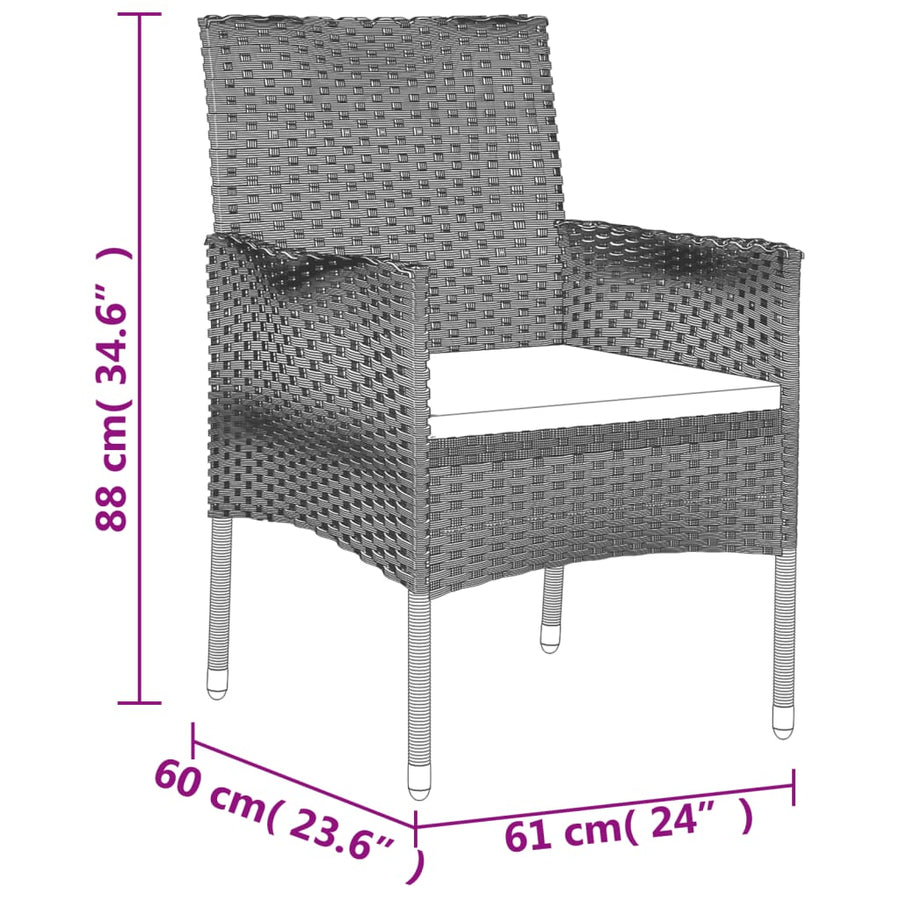 -Delige Tuinset Poly Rattan Zwart 9 190 cm tafellengte