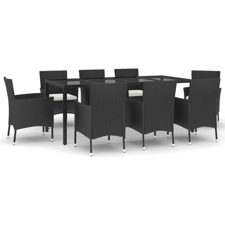-Delige Tuinset Poly Rattan Zwart 9 250 cm tafellengte