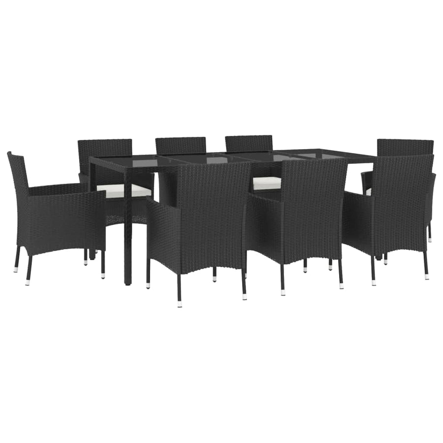 -Delige Tuinset Poly Rattan Zwart 9 250 cm tafellengte