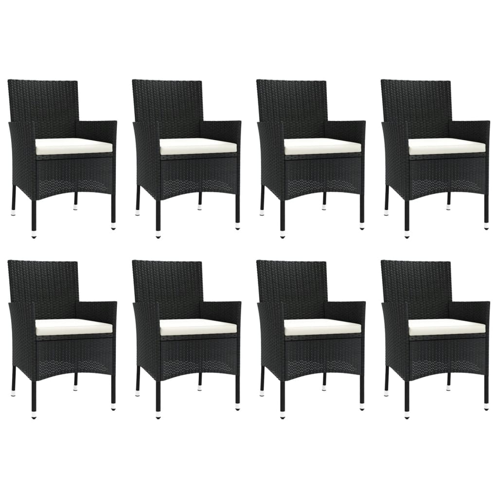-Delige Tuinset Poly Rattan Zwart 9 250 cm tafellengte