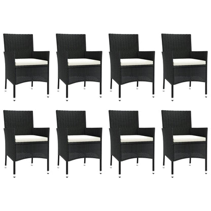 -Delige Tuinset Poly Rattan Zwart 9 250 cm tafellengte