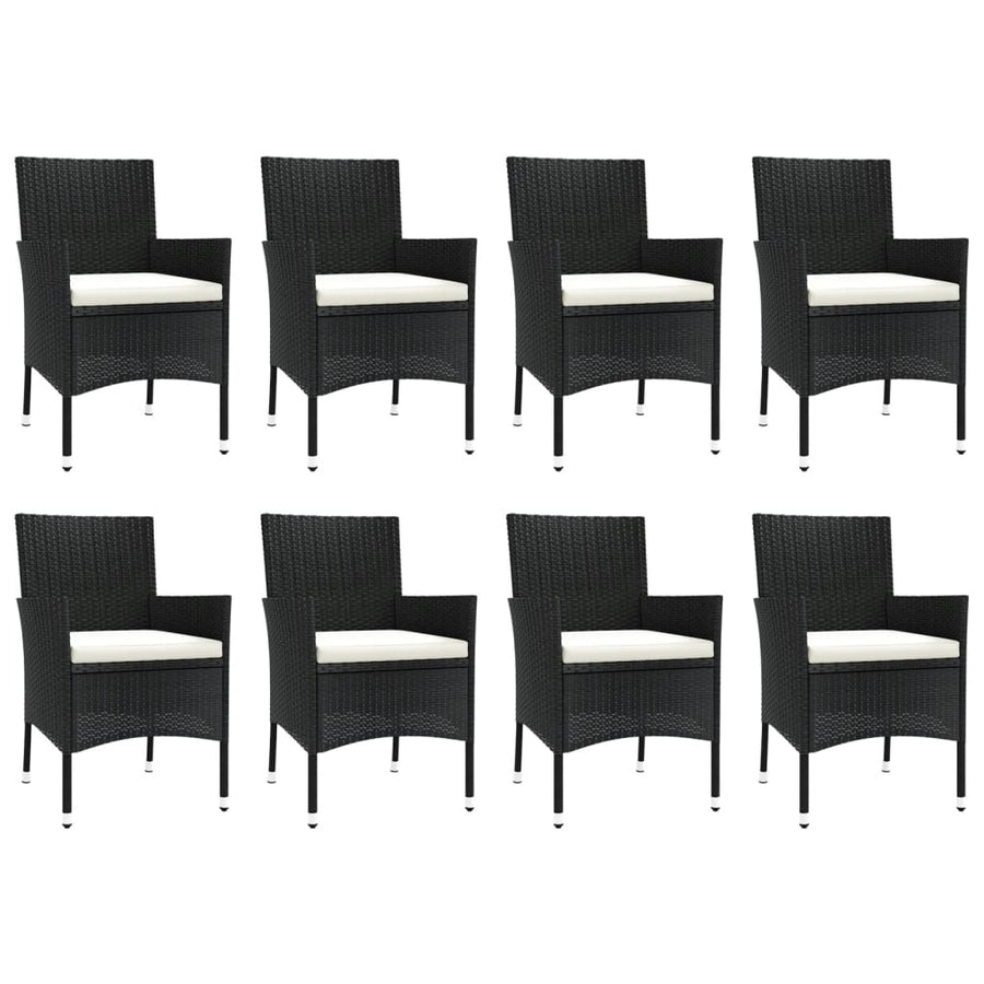 -Delige Tuinset Poly Rattan Zwart 9 250 cm tafellengte