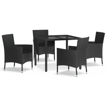 5-Delige Tuinset Met Kussens Poly Rattan Zwart 4