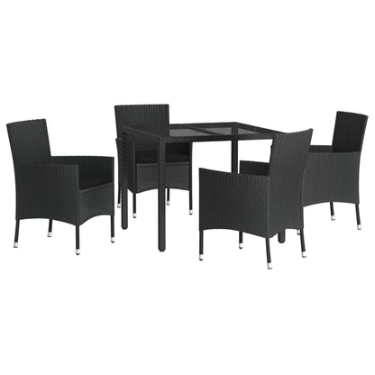 5-Delige Tuinset Met Kussens Poly Rattan Zwart 4