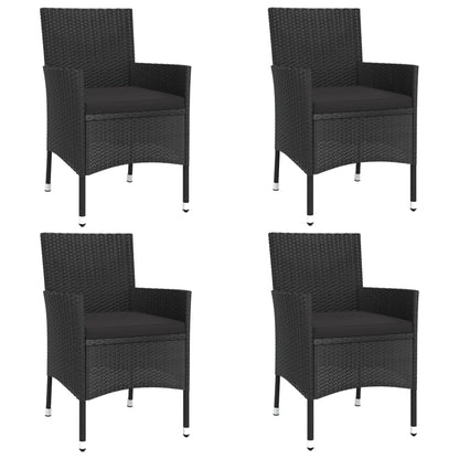 5-Delige Tuinset Met Kussens Poly Rattan Zwart 4