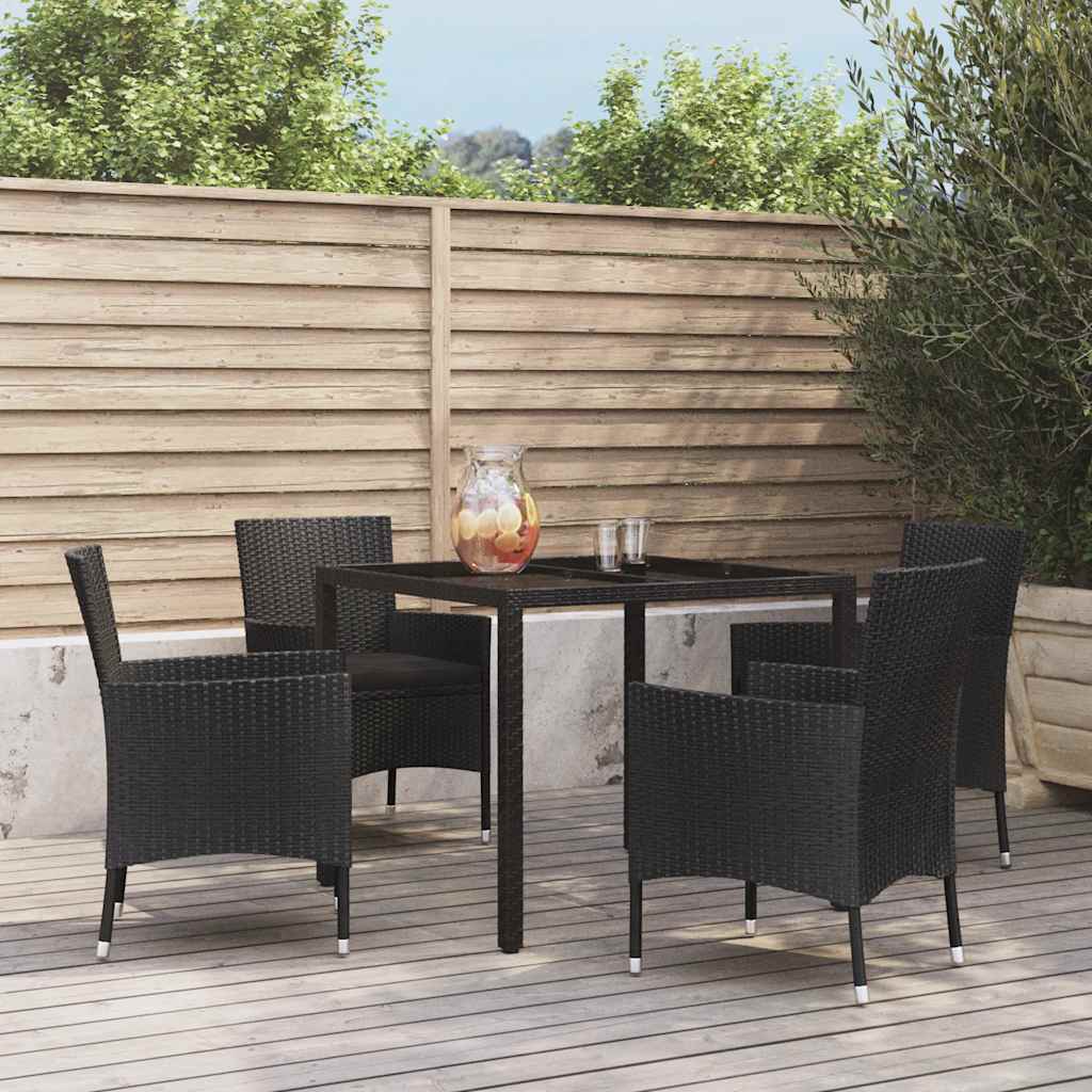 5-Delige Tuinset Met Kussens Poly Rattan Zwart 4