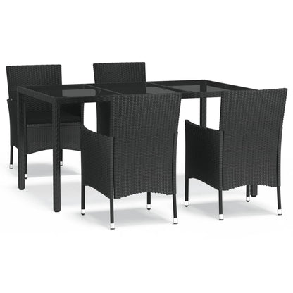 -Delige Tuinset Met Kussens Poly Rattan Zwart 5 150 cm tafellengte