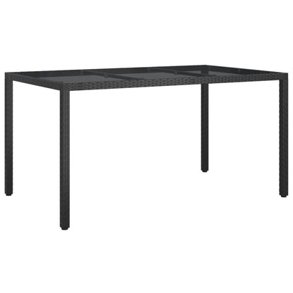 -Delige Tuinset Met Kussens Poly Rattan Zwart 5 150 cm tafellengte