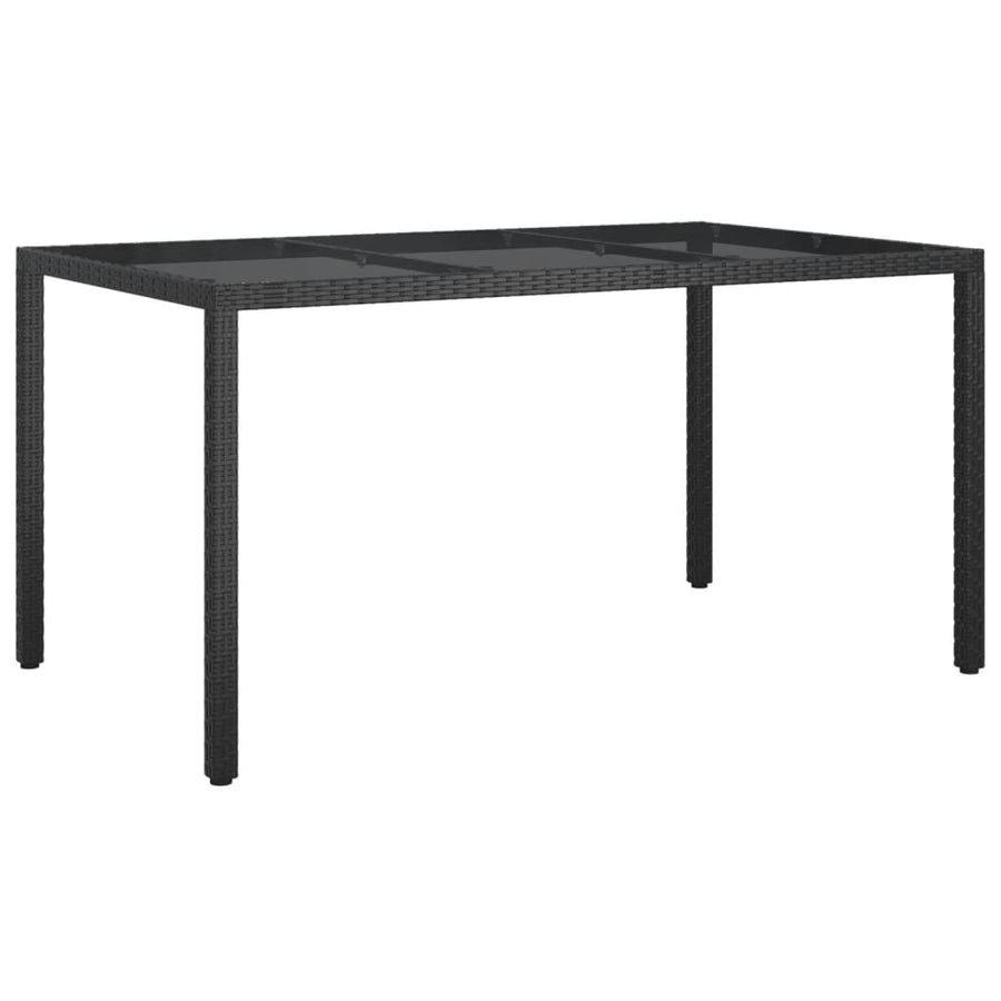 -Delige Tuinset Met Kussens Poly Rattan Zwart 5 150 cm tafellengte
