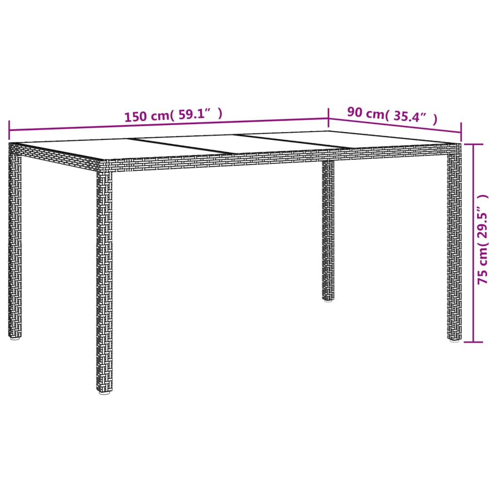 -Delige Tuinset Met Kussens Poly Rattan Zwart 5 150 cm tafellengte