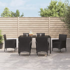 -Delige Tuinset Met Kussens Poly Rattan Zwart 7 150 cm tafellengte