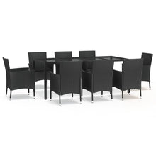 -Delige Tuinset Poly Rattan Zwart 9 190 cm tafellengte